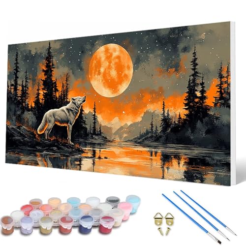 Malen Nach Zahlen Erwachsene, Wolf Malen Nach Zahlen Landschaft Paint by Numbers DIY Bastelset Erwachsene Mit 3 Pinseln und Acrylfarben für Deko Wohnzimmer, Geschenke für Frauen 40 x 80 cm -hcw2507S1 Malen Nach Zahlen Erwachsene, Wolf Malen Nach Zahlen Landschaft Paint by Numbers DIY Bastelset Erwachsene Mit 3 Pinseln und Acrylfarben für Deko Wohnzimmer, Geschenke für Frauen 40 x 80 cm -hcw2507S1 von HCWBDWOU