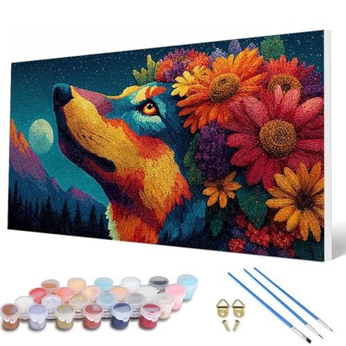 Malen Nach Zahlen Erwachsene, Wolf Malen Nach Zahlen Tiere Paint by Numbers DIY Bastelset Erwachsene Mit 3 Pinseln und Acrylfarben für Deko Wohnzimmer, Geschenke für Frauen 100X200 CM -hcw2507BK Malen Nach Zahlen Erwachsene, Wolf Malen Nach Zahlen Tiere Paint by Numbers DIY Bastelset Erwachsene Mit 3 Pinseln und Acrylfarben für Deko Wohnzimmer, Geschenke für Frauen 100X200 CM -hcw2507BK von HCWBDWOU