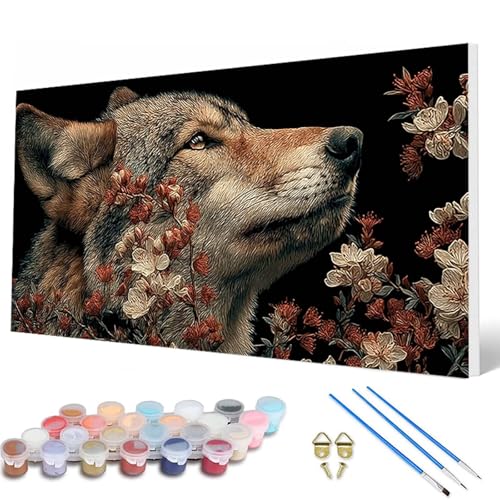 Malen Nach Zahlen Erwachsene, Wolf Malen Nach Zahlen Tiere Paint by Numbers DIY Bastelset Erwachsene Mit 3 Pinseln und Acrylfarben für Deko Wohnzimmer, Geschenke für Frauen 80 x 160 cm -hcw2507A3 Malen Nach Zahlen Erwachsene, Wolf Malen Nach Zahlen Tiere Paint by Numbers DIY Bastelset Erwachsene Mit 3 Pinseln und Acrylfarben für Deko Wohnzimmer, Geschenke für Frauen 80 x 160 cm -hcw2507A3 von HCWBDWOU