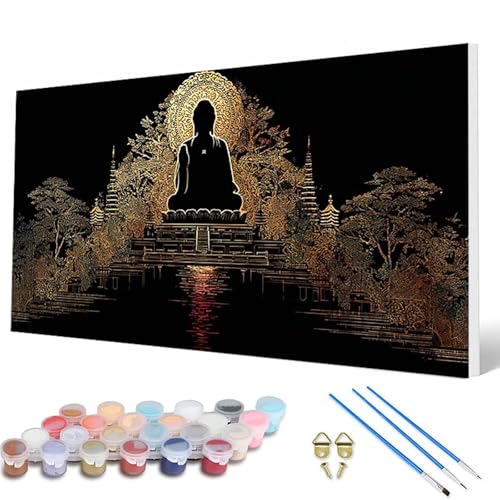 Malen Nach Zahlen Erwachsene, Zen Malen Nach Zahlen Landschaft Paint by Numbers DIY Bastelset Erwachsene Mit 3 Pinseln und Acrylfarben für Deko Wohnzimmer, Geschenke für Frauen 80 x 160 cm -hcw2507VO von HCWBDWOU