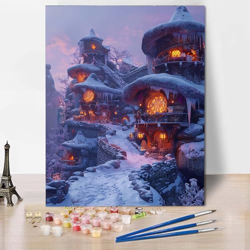 Malen Nach Zahlen Häuser Malen Nach Zahlen Erwachsene Winter Painting by Numbers Adult Basteln Erwachsene, Mit 3 Pinseln und Acrylfarbe für Deko Wohnzimmer, Geschenke für Frauen 70 X 95 CM -CW2504OP Malen Nach Zahlen Häuser Malen Nach Zahlen Erwachsene Winter Painting by Numbers Adult Basteln Erwachsene, Mit 3 Pinseln und Acrylfarbe für Deko Wohnzimmer, Geschenke für Frauen 70 X 95 CM -CW2504OP von HCWBDWOU