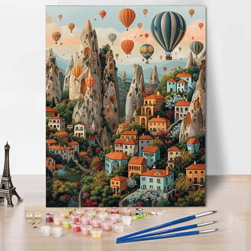 Malen Nach Zahlen Heißluftballon Malen Nach Zahlen Erwachsene Landschaft Painting by Numbers Adult Basteln Erwachsene, Mit 3 Pinseln und Acrylfarbe für Deko Wohnzimmer, Geschenke 40 X 50 CM -CW2504SG Malen Nach Zahlen Heißluftballon Malen Nach Zahlen Erwachsene Landschaft Painting by Numbers Adult Basteln Erwachsene, Mit 3 Pinseln und Acrylfarbe für Deko Wohnzimmer, Geschenke 40 X 50 CM -CW2504SG von HCWBDWOU