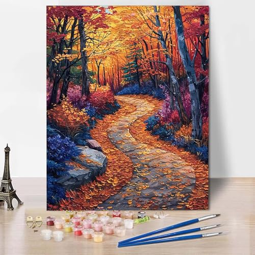 Malen Nach Zahlen Herbst Malen Nach Zahlen Erwachsene Baum Painting by Numbers Adult Basteln Erwachsene, Mit 3 Pinseln und Acrylfarbe für Deko Wohnzimmer, Geschenke für Frauen (70 x 95 cm) -CW2504FI von HCWBDWOU