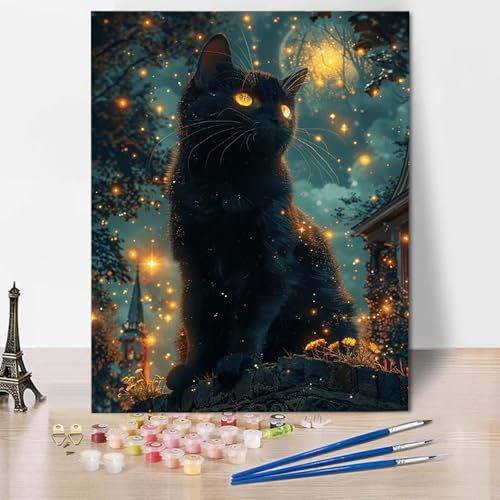 Malen Nach Zahlen Katze Malen Nach Zahlen Erwachsene Landschaft Painting by Numbers Adult Basteln Erwachsene, Mit 3 Pinseln und Acrylfarbe für Deko Wohnzimmer, Geschenke 40 X 50 CM -CW250486R67 von HCWBDWOU