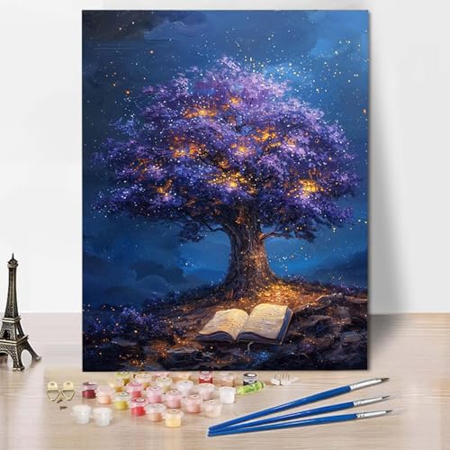 Malen Nach Zahlen Landschaft Malen Nach Zahlen Erwachsene Baum Painting by Numbers Adult Basteln Erwachsene, Mit 3 Pinseln und Acrylfarbe für Deko Wohnzimmer, Geschenke (50 x 65 cm) -CW25044U3K1 von HCWBDWOU