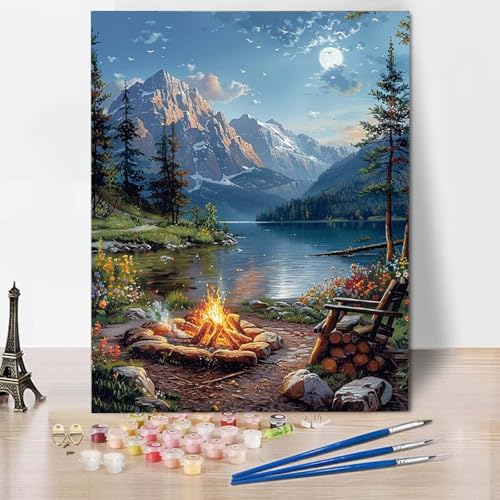 Malen Nach Zahlen Landschaft Malen Nach Zahlen Erwachsene Berg Painting by Numbers Adult Basteln Erwachsene, Mit 3 Pinseln und Acrylfarbe für Deko Wohnzimmer, Geschenke (100x135cm) -CW2504U0ZKC von HCWBDWOU