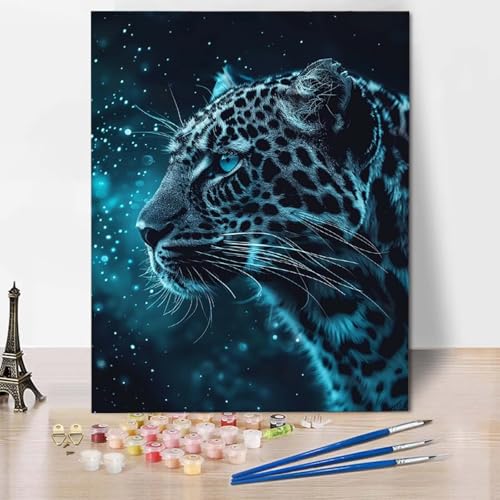 Malen Nach Zahlen Leopard Malen Nach Zahlen Erwachsene Tier Painting by Numbers Adult Basteln Erwachsene, Mit 3 Pinseln und Acrylfarbe für Deko Wohnzimmer, Geschenke für Frauen (30x40cm) -CW2504O9 von HCWBDWOU