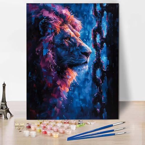 Malen Nach Zahlen Löwe Malen Nach Zahlen Erwachsene Tier Painting by Numbers Adult Basteln Erwachsene, Mit 3 Pinseln und Acrylfarbe für Deko Wohnzimmer, Geschenke für Frauen (70 x 95 cm) -CW2504PB von HCWBDWOU