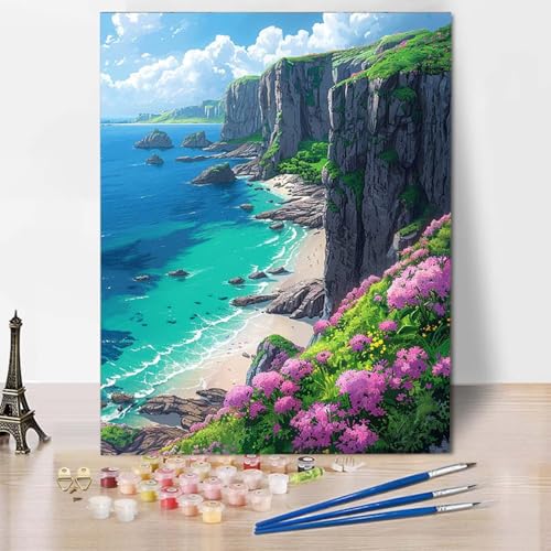 Malen Nach Zahlen Ozean Malen Nach Zahlen Erwachsene Landschaft Painting by Numbers Adult Basteln Erwachsene, Mit 3 Pinseln und Acrylfarbe für Deko Wohnzimmer, Geschenke (100x135cm) -CW25045B73N von HCWBDWOU
