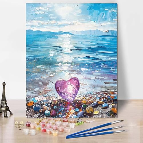 Malen Nach Zahlen Ozean Malen Nach Zahlen Erwachsene Liebe Painting by Numbers Adult Basteln Erwachsene, Mit 3 Pinseln und Acrylfarbe für Deko Wohnzimmer, Geschenke für Frauen 70 X 95 CM -CW250407 von HCWBDWOU