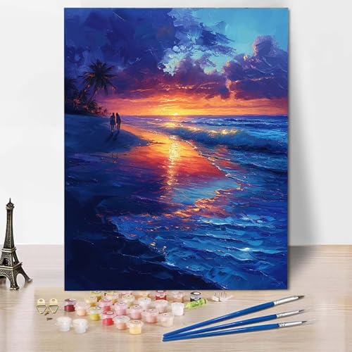 Malen Nach Zahlen Ozean Malen Nach Zahlen Erwachsene Sonnenuntergang Painting by Numbers Adult Basteln Erwachsene, Mit 3 Pinseln und Acrylfarbe für Deko Wohnzimmer, Geschenke (100x135cm) -CW2504R7 von HCWBDWOU