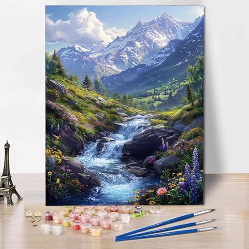 Malen Nach Zahlen Schneeberg Malen Nach Zahlen Erwachsene Baum Painting by Numbers Adult Basteln Erwachsene, Mit 3 Pinseln und Acrylfarbe für Deko Wohnzimmer, Geschenke (20 x 30 cm) -CW2504CL4WQ von HCWBDWOU