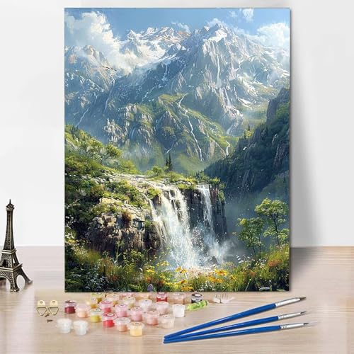 Malen Nach Zahlen Schneeberg Malen Nach Zahlen Erwachsene Fallen Painting by Numbers Adult Basteln Erwachsene, Mit 3 Pinseln und Acrylfarbe für Deko Wohnzimmer, Geschenke (20 x 30 cm) -CW2504BN von HCWBDWOU