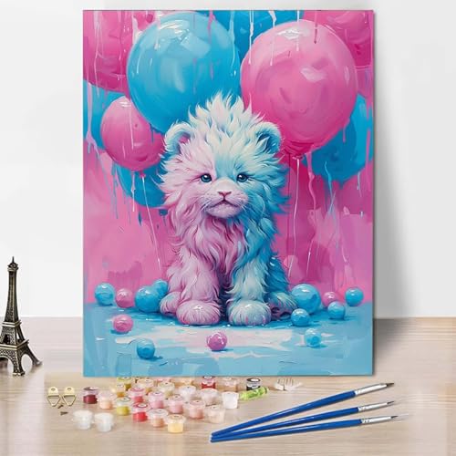 Malen Nach Zahlen Tier Malen Nach Zahlen Erwachsene Ballon Painting by Numbers Adult Basteln Erwachsene, Mit 3 Pinseln und Acrylfarbe für Deko Wohnzimmer, Geschenke für Frauen (70 x 95 cm) -CW25045B von HCWBDWOU