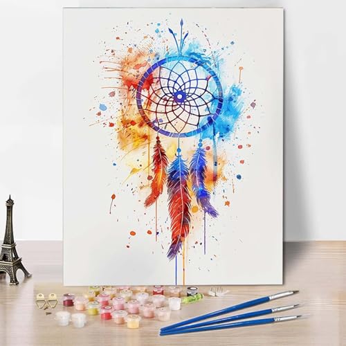 Malen Nach Zahlen Traumfänger Malen Nach Zahlen Erwachsene Abstrakt Painting by Numbers Adult Basteln Erwachsene, Mit 3 Pinseln und Acrylfarbe für Deko Wohnzimmer, Geschenke (70 x 95 cm) -CW250482 von HCWBDWOU