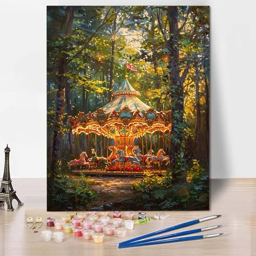 Malen Nach Zahlen Wald Malen Nach Zahlen Erwachsene Landschaft Painting by Numbers Adult Basteln Erwachsene, Mit 3 Pinseln und Acrylfarbe für Deko Wohnzimmer, Geschenke (70 x 95 cm) -CW25040WU33 von HCWBDWOU