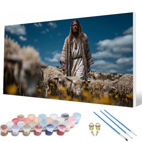 Mann Malen Nach Zahlen Erwachsene, Malen Nach Zahlen Schaf Paint by Numbers Adult Muster Basteln Erwachsene Anfänger für Zimmer Deko Wohnzimmer, Wanddeko, Geschenke für Frauen 30X60CM -hcw25077H von HCWBDWOU