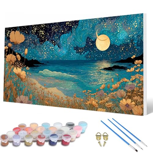 Mond Malen Nach Zahlen Erwachsene, Malen Nach Zahlen Landschaft Paint by Numbers Adult Muster Basteln Erwachsene Anfänger für Deko Wohnzimmer, Wanddeko, Geschenke für Frauen 100X300CM -hcw250703 von HCWBDWOU