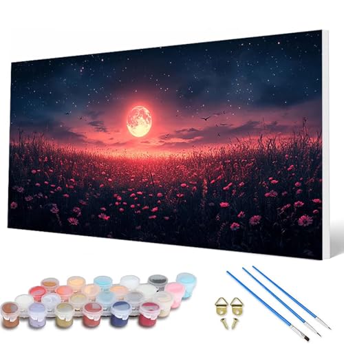Mond Malen Nach Zahlen Erwachsene, Malen Nach Zahlen Landschaft Paint by Numbers Adult Muster Basteln Erwachsene Anfänger für Zimmer Deko Wohnzimmer, Wanddeko, Geschenke für Frauen 70X140CM -hcw25072Y von HCWBDWOU
