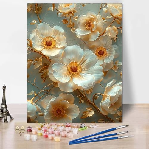Paint by Numbers Blume Malen Nach Zahlen Anlage Malen Nach Zahlen Anfänger DIY Handgemalt Ölgemälde Leinwand Kits mit 3 Pinseln und Acrylfarbe für Wanddeko, Geschenk für Frauen 30 X 40 CM -CW2504ML Paint by Numbers Blume Malen Nach Zahlen Anlage Malen Nach Zahlen Anfänger DIY Handgemalt Ölgemälde Leinwand Kits mit 3 Pinseln und Acrylfarbe für Wanddeko, Geschenk für Frauen 30 X 40 CM -CW2504ML von HCWBDWOU