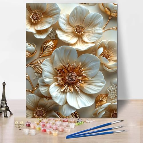 Paint by Numbers Blume Malen Nach Zahlen Kunst Malen Nach Zahlen Anfänger DIY Handgemalt Ölgemälde Leinwand Kits mit 3 Pinseln und Acrylfarbe für Wanddeko, Geschenk für Frauen (100 x 135 cm) -CW250407 von HCWBDWOU