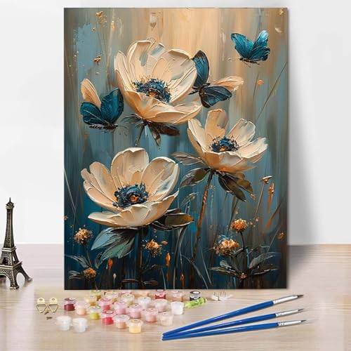Paint by Numbers Blume Malen Nach Zahlen Schmetterling Malen Nach Zahlen Anfänger DIY Handgemalt Ölgemälde Leinwand Kits mit 3 Pinseln und Acrylfarbe für Wanddeko, Geschenk 20 x 30 cm -CW2504KP Paint by Numbers Blume Malen Nach Zahlen Schmetterling Malen Nach Zahlen Anfänger DIY Handgemalt Ölgemälde Leinwand Kits mit 3 Pinseln und Acrylfarbe für Wanddeko, Geschenk 20 x 30 cm -CW2504KP von HCWBDWOU