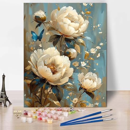 Paint by Numbers Blume Malen Nach Zahlen Schmetterling Malen Nach Zahlen Anfänger DIY Handgemalt Ölgemälde Leinwand Kits mit 3 Pinseln und Acrylfarbe für Wanddeko, Geschenk 50 x 65 cm -CW2504X0 Paint by Numbers Blume Malen Nach Zahlen Schmetterling Malen Nach Zahlen Anfänger DIY Handgemalt Ölgemälde Leinwand Kits mit 3 Pinseln und Acrylfarbe für Wanddeko, Geschenk 50 x 65 cm -CW2504X0 von HCWBDWOU
