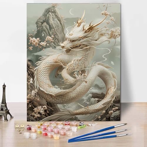 Paint by Numbers Drachen Malen Nach Zahlen Kirschblüten Malen Nach Zahlen Anfänger DIY Handgemalt Ölgemälde Leinwand Kits mit 3 Pinseln und Acrylfarbe für Wanddeko, Geschenk 70 x 95 cm -CW25046W Paint by Numbers Drachen Malen Nach Zahlen Kirschblüten Malen Nach Zahlen Anfänger DIY Handgemalt Ölgemälde Leinwand Kits mit 3 Pinseln und Acrylfarbe für Wanddeko, Geschenk 70 x 95 cm -CW25046W von HCWBDWOU