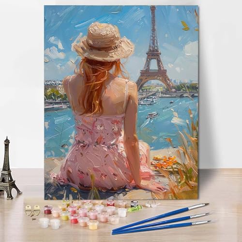 Paint by Numbers Frau Malen Nach Zahlen Eiffelturm Malen Nach Zahlen Anfänger DIY Handgemalt Ölgemälde Leinwand Kits mit 3 Pinseln und Acrylfarbe für Wanddeko, Geschenk für Frauen 70 x 95 cm -CW25049I Paint by Numbers Frau Malen Nach Zahlen Eiffelturm Malen Nach Zahlen Anfänger DIY Handgemalt Ölgemälde Leinwand Kits mit 3 Pinseln und Acrylfarbe für Wanddeko, Geschenk für Frauen 70 x 95 cm -CW25049I von HCWBDWOU