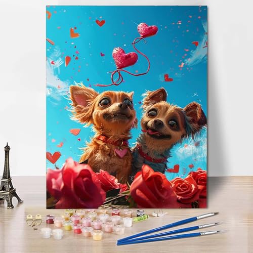 Paint by Numbers Hund Malen Nach Zahlen Blume Malen Nach Zahlen Anfänger DIY Handgemalt Ölgemälde Leinwand Kits mit 3 Pinseln und Acrylfarbe für Wanddeko, Geschenk für Frauen 30 X 40 CM -CW2504D8 Paint by Numbers Hund Malen Nach Zahlen Blume Malen Nach Zahlen Anfänger DIY Handgemalt Ölgemälde Leinwand Kits mit 3 Pinseln und Acrylfarbe für Wanddeko, Geschenk für Frauen 30 X 40 CM -CW2504D8 von HCWBDWOU