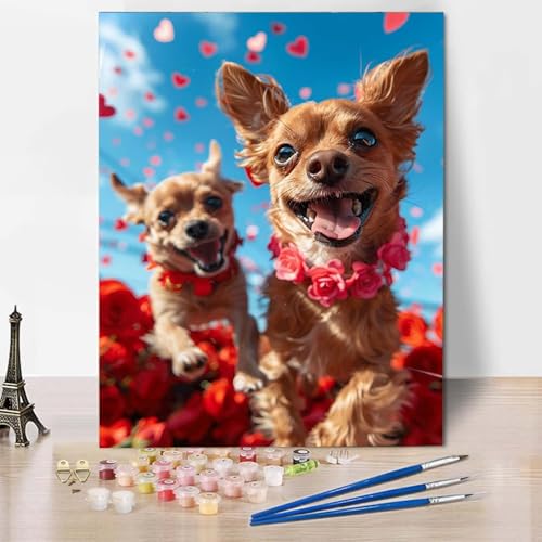 Paint by Numbers Hund Malen Nach Zahlen Blume Malen Nach Zahlen Anfänger DIY Handgemalt Ölgemälde Leinwand Kits mit 3 Pinseln und Acrylfarbe für Wanddeko, Geschenk für Frauen 70 x 95 cm -CW2504KQ Paint by Numbers Hund Malen Nach Zahlen Blume Malen Nach Zahlen Anfänger DIY Handgemalt Ölgemälde Leinwand Kits mit 3 Pinseln und Acrylfarbe für Wanddeko, Geschenk für Frauen 70 x 95 cm -CW2504KQ von HCWBDWOU