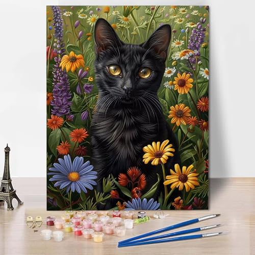 Paint by Numbers Katze Malen Nach Zahlen Blumen Malen Nach Zahlen Anfänger DIY Handgemalt Ölgemälde Leinwand Kits mit 3 Pinseln und Acrylfarbe für Wanddeko, Geschenk für Frauen 70 x 95 cm -CW25048R Paint by Numbers Katze Malen Nach Zahlen Blumen Malen Nach Zahlen Anfänger DIY Handgemalt Ölgemälde Leinwand Kits mit 3 Pinseln und Acrylfarbe für Wanddeko, Geschenk für Frauen 70 x 95 cm -CW25048R von HCWBDWOU