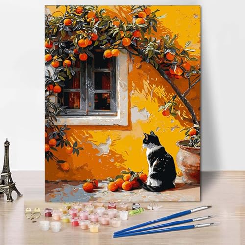 Paint by Numbers Katze Malen Nach Zahlen Obst Malen Nach Zahlen Anfänger DIY Handgemalt Ölgemälde Leinwand Kits mit 3 Pinseln und Acrylfarbe für Wanddeko, Geschenk für Frauen 50 x 65 cm -CW25046T Paint by Numbers Katze Malen Nach Zahlen Obst Malen Nach Zahlen Anfänger DIY Handgemalt Ölgemälde Leinwand Kits mit 3 Pinseln und Acrylfarbe für Wanddeko, Geschenk für Frauen 50 x 65 cm -CW25046T von HCWBDWOU
