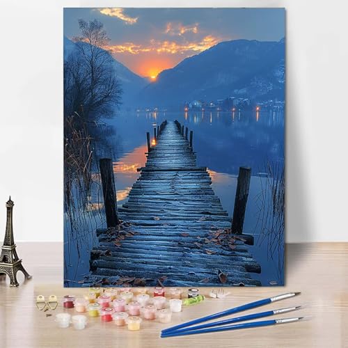 Paint by Numbers Landschaft Malen Nach Zahlen Ozean Malen Nach Zahlen Anfänger DIY Handgemalt Ölgemälde Leinwand Kits mit 3 Pinseln und Acrylfarbe für Wanddeko, Geschenk für Frauen (70x95cm) -CW250497 von HCWBDWOU