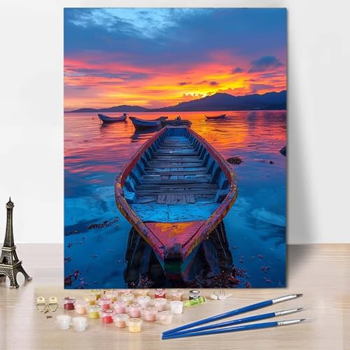 Paint by Numbers Ozean Malen Nach Zahlen Boot Malen Nach Zahlen Anfänger DIY Handgemalt Ölgemälde Leinwand Kits mit 3 Pinseln und Acrylfarbe für Wanddeko, Geschenk für Frauen 100 X 135 CM -CW25040A von HCWBDWOU