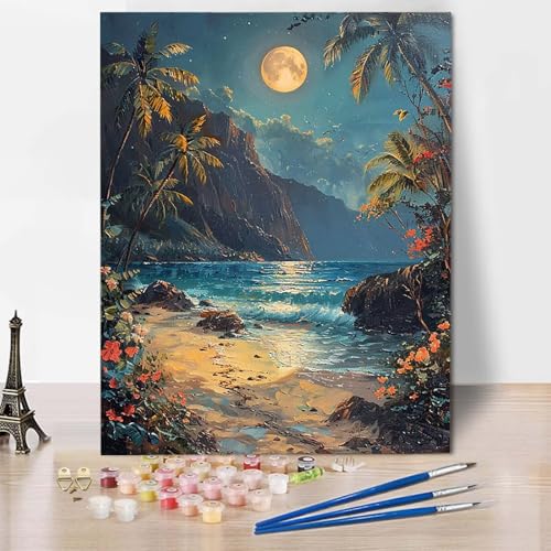 Paint by Numbers Ozean Malen Nach Zahlen Mond Malen Nach Zahlen Anfänger DIY Handgemalt Ölgemälde Leinwand Kits mit 3 Pinseln und Acrylfarbe für Wanddeko, Geschenk für Frauen 50 x 65 cm -CW2504F3 Paint by Numbers Ozean Malen Nach Zahlen Mond Malen Nach Zahlen Anfänger DIY Handgemalt Ölgemälde Leinwand Kits mit 3 Pinseln und Acrylfarbe für Wanddeko, Geschenk für Frauen 50 x 65 cm -CW2504F3 von HCWBDWOU