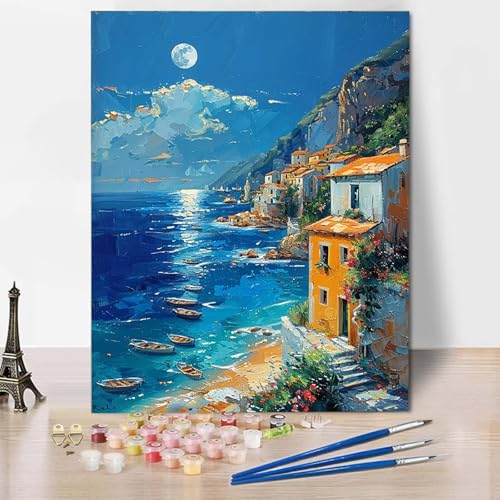 Paint by Numbers Ozean Malen Nach Zahlen Stadt Malen Nach Zahlen Anfänger DIY Handgemalt Ölgemälde Leinwand Kits mit 3 Pinseln und Acrylfarbe für Wanddeko, Geschenk für Frauen 70 x 95 cm -CW2504ZC Paint by Numbers Ozean Malen Nach Zahlen Stadt Malen Nach Zahlen Anfänger DIY Handgemalt Ölgemälde Leinwand Kits mit 3 Pinseln und Acrylfarbe für Wanddeko, Geschenk für Frauen 70 x 95 cm -CW2504ZC von HCWBDWOU