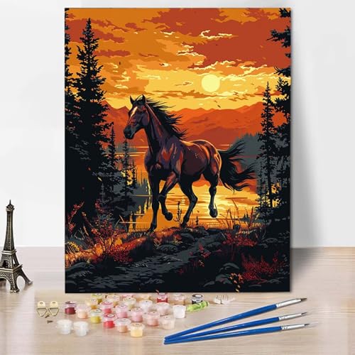 Paint by Numbers Pferd Malen Nach Zahlen Sonnenuntergang Malen Nach Zahlen Anfänger DIY Handgemalt Ölgemälde Leinwand Kits mit 3 Pinseln und Acrylfarbe für Wanddeko, Geschenk 100 X 135 CM -CW250467 Paint by Numbers Pferd Malen Nach Zahlen Sonnenuntergang Malen Nach Zahlen Anfänger DIY Handgemalt Ölgemälde Leinwand Kits mit 3 Pinseln und Acrylfarbe für Wanddeko, Geschenk 100 X 135 CM -CW250467 von HCWBDWOU