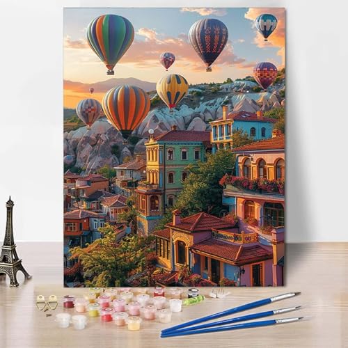 Paint by Numbers Stadt Malen Nach Zahlen Heißluftballon Malen Nach Zahlen Anfänger DIY Handgemalt Ölgemälde Leinwand Kits mit 3 Pinseln und Acrylfarbe für Wanddeko, Geschenk 70 x 95 cm -CW2504T8 Paint by Numbers Stadt Malen Nach Zahlen Heißluftballon Malen Nach Zahlen Anfänger DIY Handgemalt Ölgemälde Leinwand Kits mit 3 Pinseln und Acrylfarbe für Wanddeko, Geschenk 70 x 95 cm -CW2504T8 von HCWBDWOU