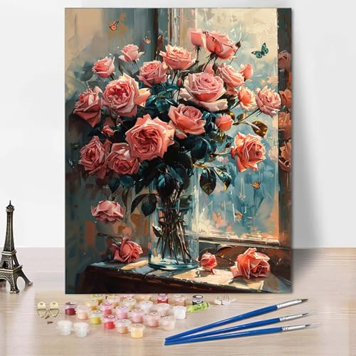 Paint by Numbers Vase Malen Nach Zahlen Blume Malen Nach Zahlen Anfänger DIY Handgemalt Ölgemälde Leinwand Kits mit 3 Pinseln und Acrylfarbe für Wanddeko, Geschenk für Frauen 70 x 95 cm -CW2504XN Paint by Numbers Vase Malen Nach Zahlen Blume Malen Nach Zahlen Anfänger DIY Handgemalt Ölgemälde Leinwand Kits mit 3 Pinseln und Acrylfarbe für Wanddeko, Geschenk für Frauen 70 x 95 cm -CW2504XN von HCWBDWOU