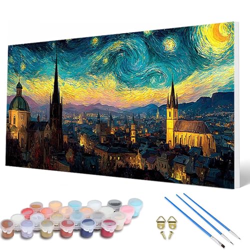 Sternenhimmel Malen Nach Zahlen Erwachsene, Malen Nach Zahlen Landschaft Paint by Numbers Adult Muster Basteln Erwachsene Anfänger für Deko Wohnzimmer, Geschenke für Frauen 90 x 180 cm -hcw2507X1 von HCWBDWOU