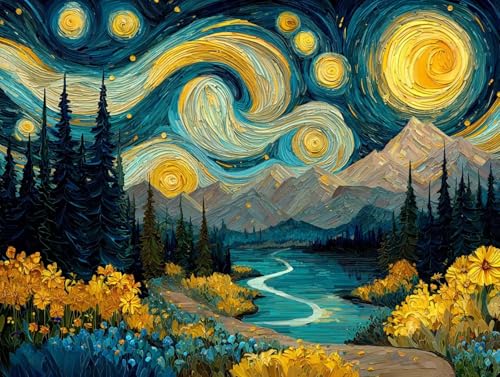 Sternennacht Diamond Painting Erwachsene, 5D Diamond Painting Wald Bilder, DIY Runder Vollbohrer Diamanten Malerei Kits Erwachsene Mosaikherstellung Bastelset für Wanddeko, Geschenke, 80x110cm, 100 Sternennacht Diamond Painting Erwachsene, 5D Diamond Painting Wald Bilder, DIY Runder Vollbohrer Diamanten Malerei Kits Erwachsene Mosaikherstellung Bastelset für Wanddeko, Geschenke, 80x110cm, 100 von HCWBDWOU