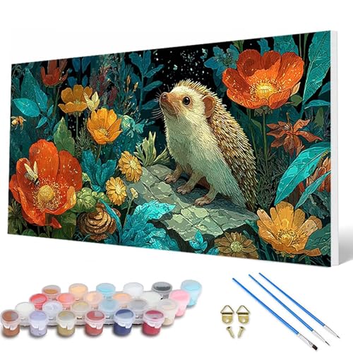 Tiere Malen Nach Zahlen Erwachsene, Malen Nach Zahlen Igel Paint by Numbers Adult Muster Basteln Erwachsene Anfänger für Zimmer Deko Wohnzimmer, Wanddeko, Geschenke für Frauen 30X60CM -hcw25078N von HCWBDWOU