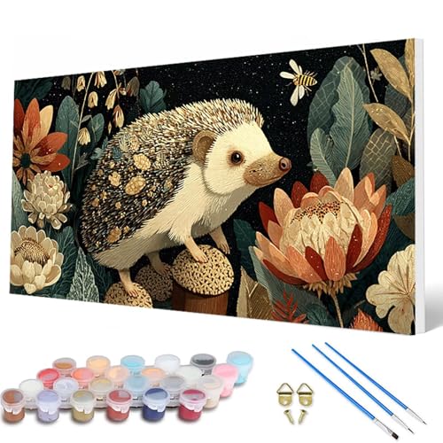 Tiere Malen Nach Zahlen Erwachsene, Malen Nach Zahlen Igel Paint by Numbers Adult Muster Basteln Erwachsene Anfänger für Zimmer Deko Wohnzimmer, Wanddeko, Geschenke für Frauen 90X180 CM -hcw25072N von HCWBDWOU