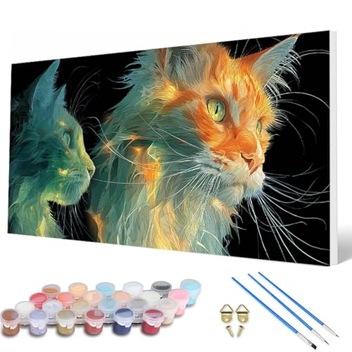 Tiere Malen Nach Zahlen Erwachsene, Malen Nach Zahlen Katze Paint by Numbers Adult Muster Basteln Erwachsene Anfänger für Zimmer Deko Wohnzimmer, Wanddeko, Geschenke für Frauen 90X180CM -hcw2507O9 von HCWBDWOU