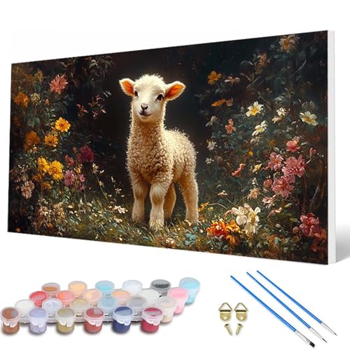 Tiere Malen Nach Zahlen Erwachsene, Malen Nach Zahlen Schaf Paint by Numbers Adult Muster Basteln Erwachsene Anfänger für Zimmer Deko Wohnzimmer, Wanddeko, Geschenke für Frauen 50X100CM -hcw2507RF von HCWBDWOU