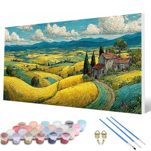 Weizenfeld Malen Nach Zahlen Erwachsene, Malen Nach Zahlen Landschaft Paint by Numbers Adult Muster Basteln Erwachsene Anfänger für Deko Wohnzimmer, Wanddeko, Geschenke für Frauen 100X300CM -hcw2507A0 von HCWBDWOU