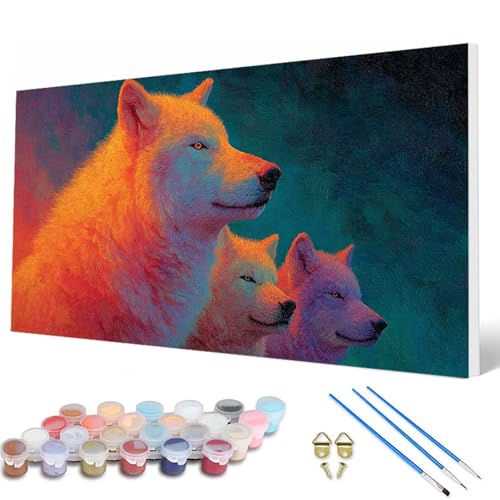 Wolf Malen Nach Zahlen Erwachsene, Malen Nach Zahlen Tiere Paint by Numbers Adult Muster Basteln Erwachsene Anfänger für Zimmer Deko Wohnzimmer, Wanddeko, Geschenke für Frauen 90X180CM -hcw25077X von HCWBDWOU