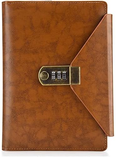 HCZKIUJY A5-Reisenotizbuch mit Zahlenschloss, Passwort, Agenda, Tagebuch, Journal, Notizblock, Geschäftsbriefpapier (A A5) von HCZKIUJY