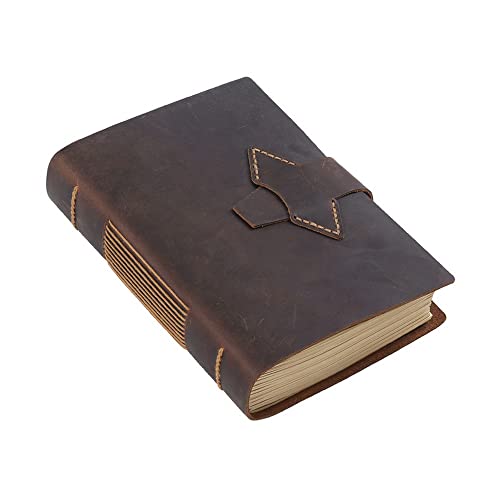 HCZKIUJY Echtes Leder A5 Skizzenbuch Tagebuch mit Stift Kreis Neutral Rindsleder Leder Notizblock handgemachte Notebook Plan von HCZKIUJY